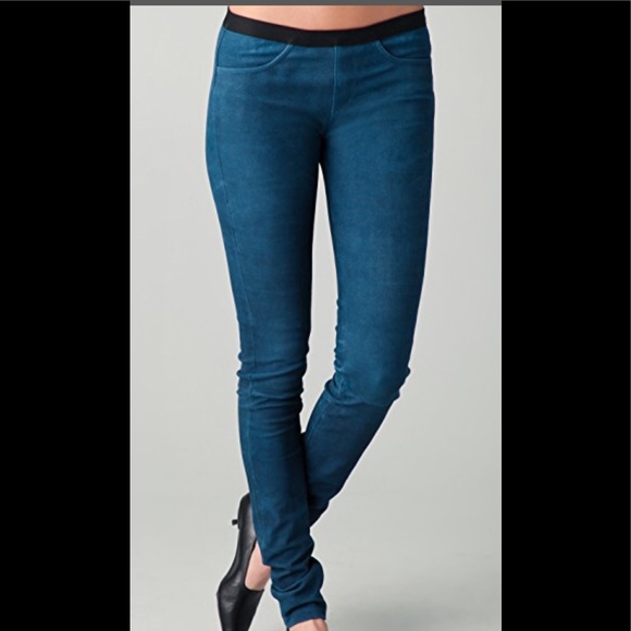 Helmut Lang Pants - Helmut Lang Teal Genuine Leather Suede Leggings Helmut Lang Pants - Helmut Lang Teal Genuine Leather Suede Leggings